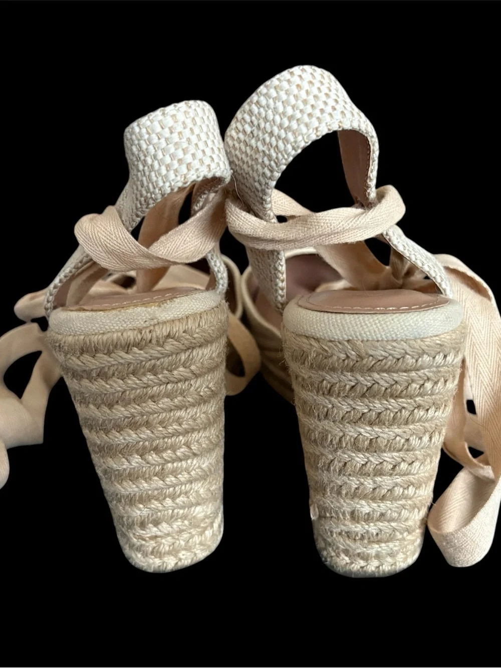 ZBY-Ivory Lace-Up Espadrille Heels-size 8
